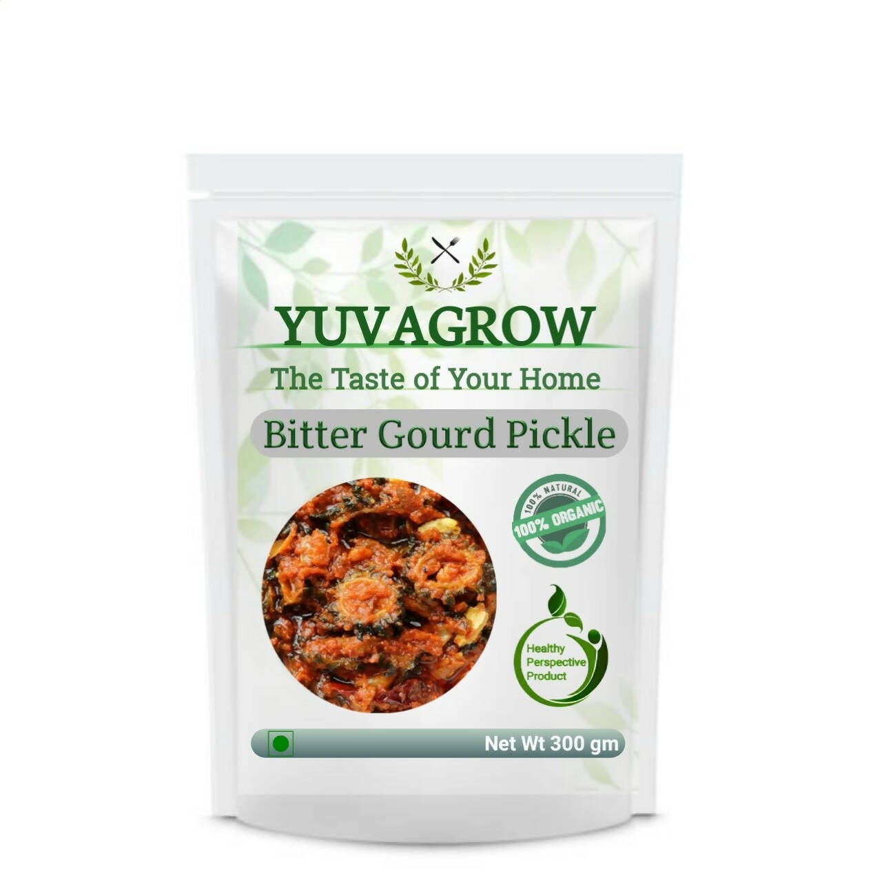 Yuvagrow Bitter Gourd Pickle packaging on a white background