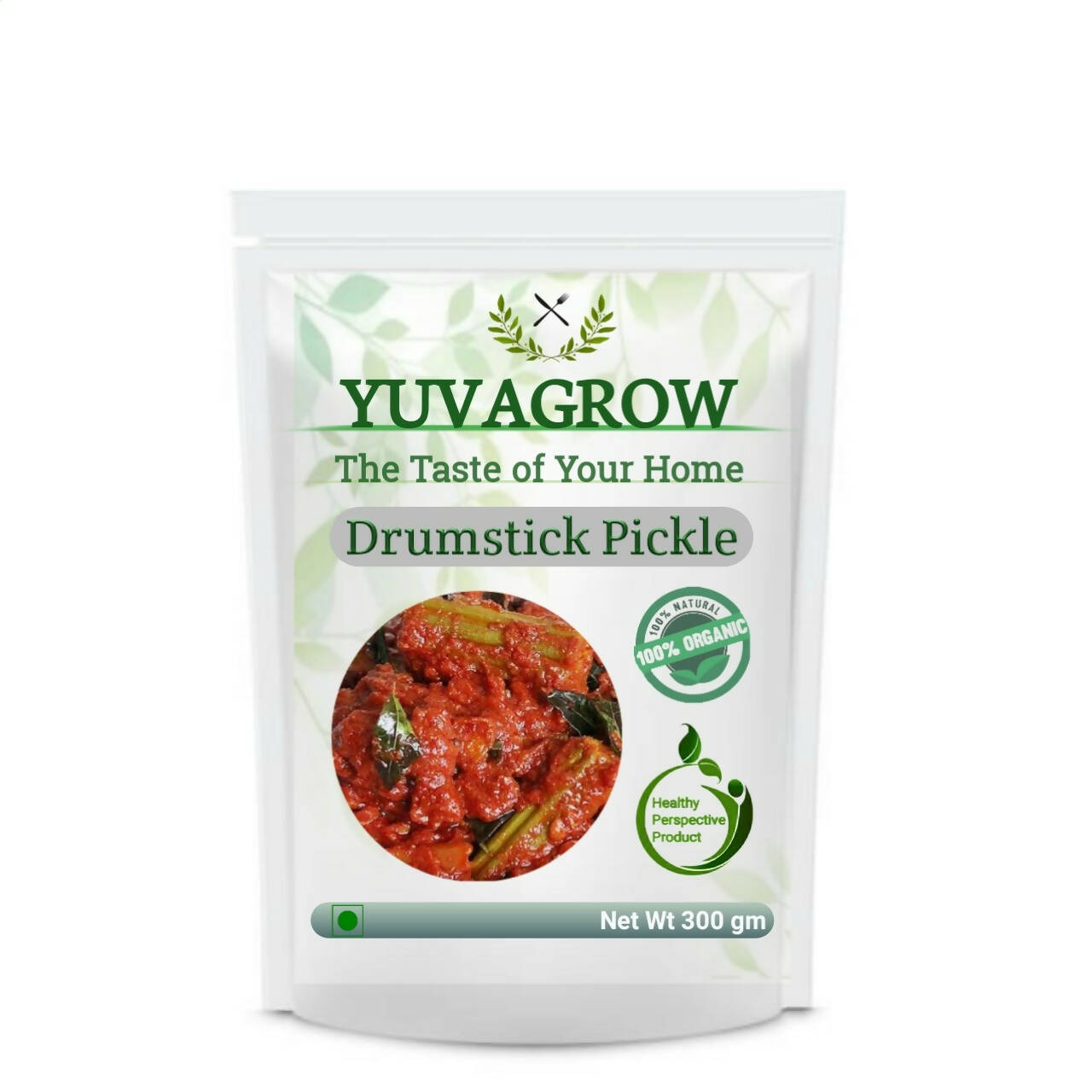 Yuvagrow Drumstick Pickle packaging on a white background