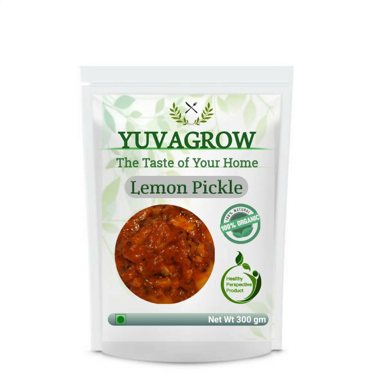 Yuvagrow Lemon Pickle package on a white background