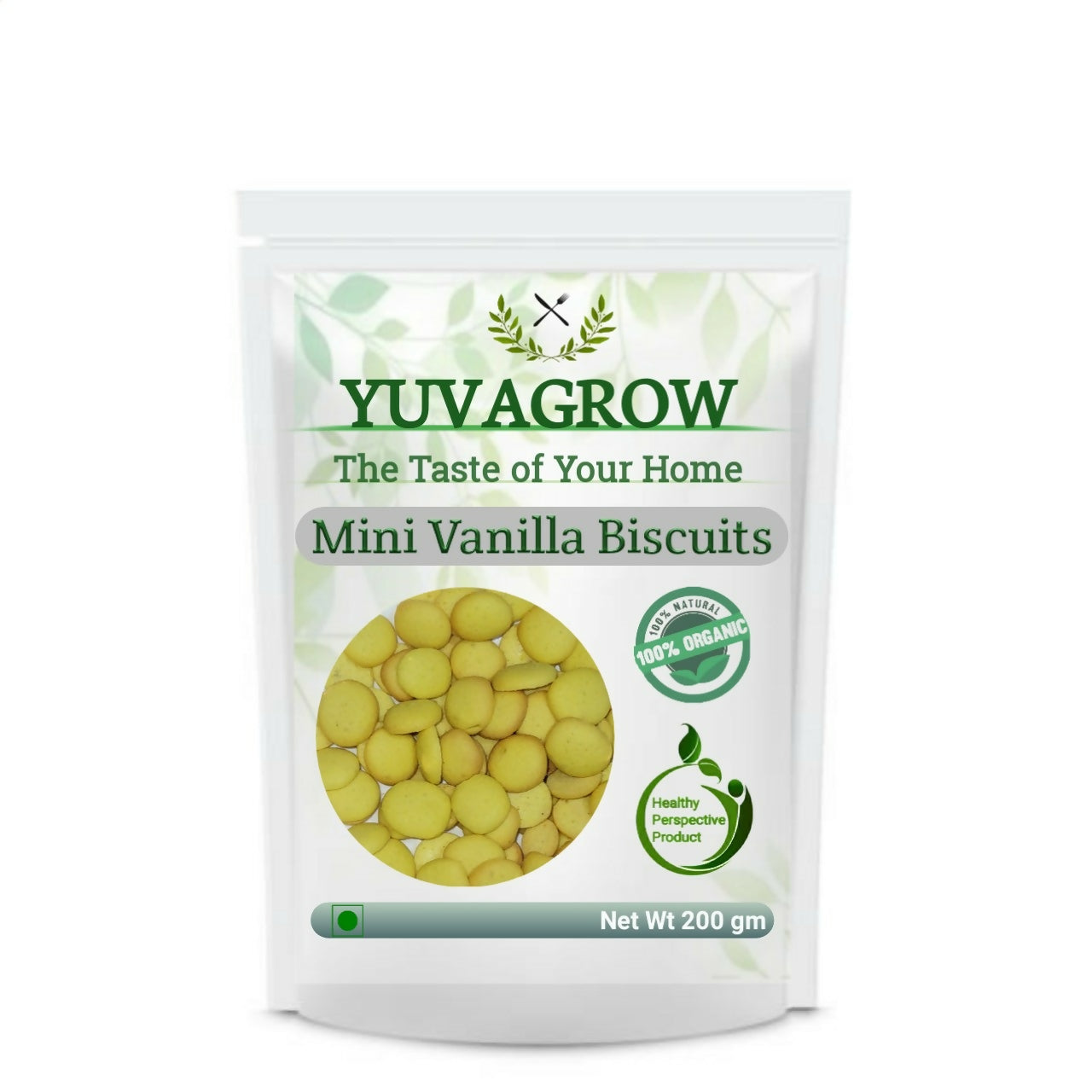 Yuvagrow Mini Vanilla Biscuits packaging on a white background