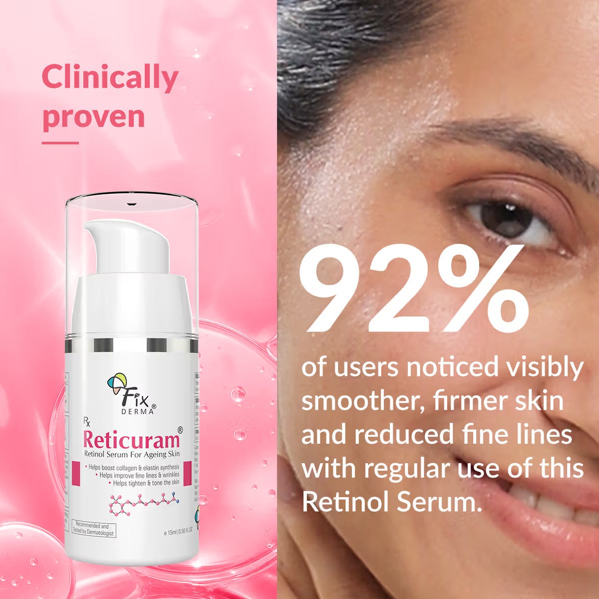 Fixderma 0.05% Pure Retinol Reticuram Face Serum For Anti Aging Skin