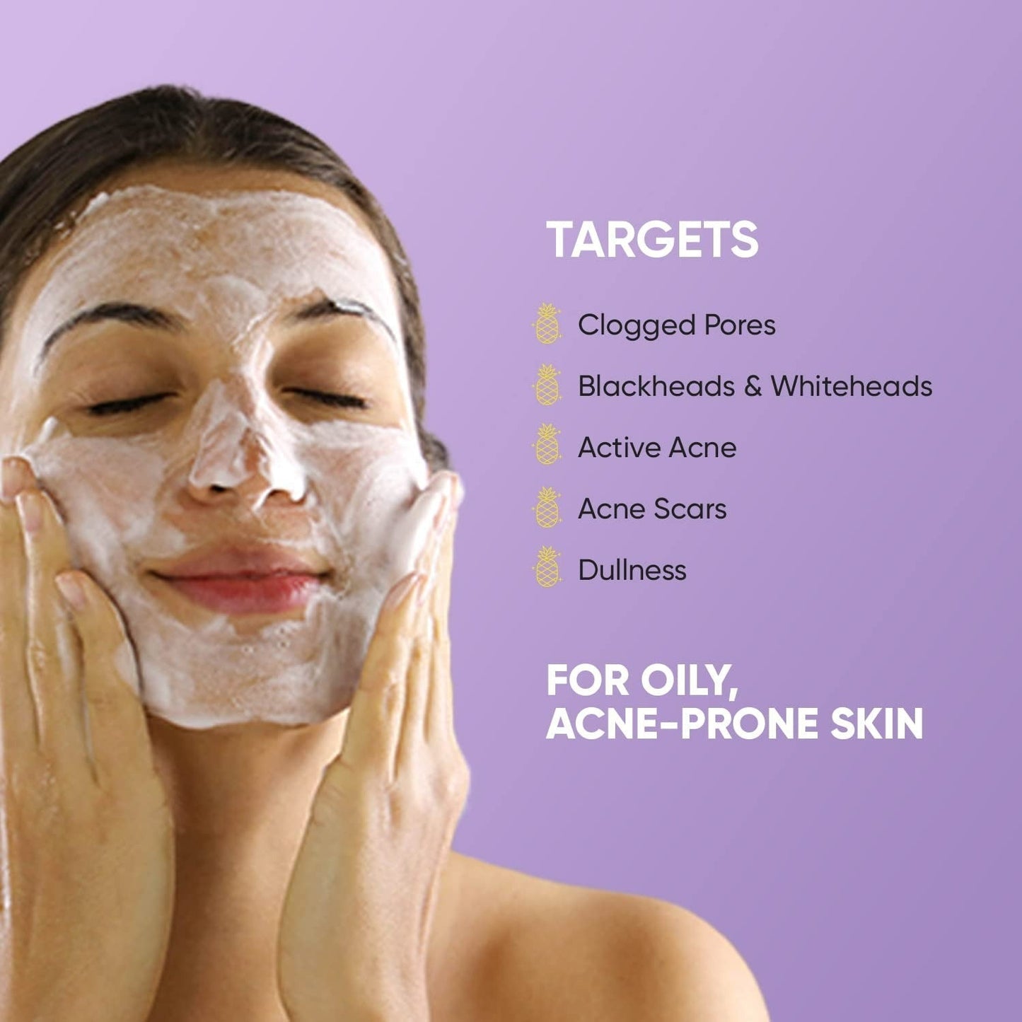 Dot & Key AHA BHA & Pineapple Glow Foaming Face Wash For Glowing Skin, Oily, Acne Prone Skin,Sulphate Free