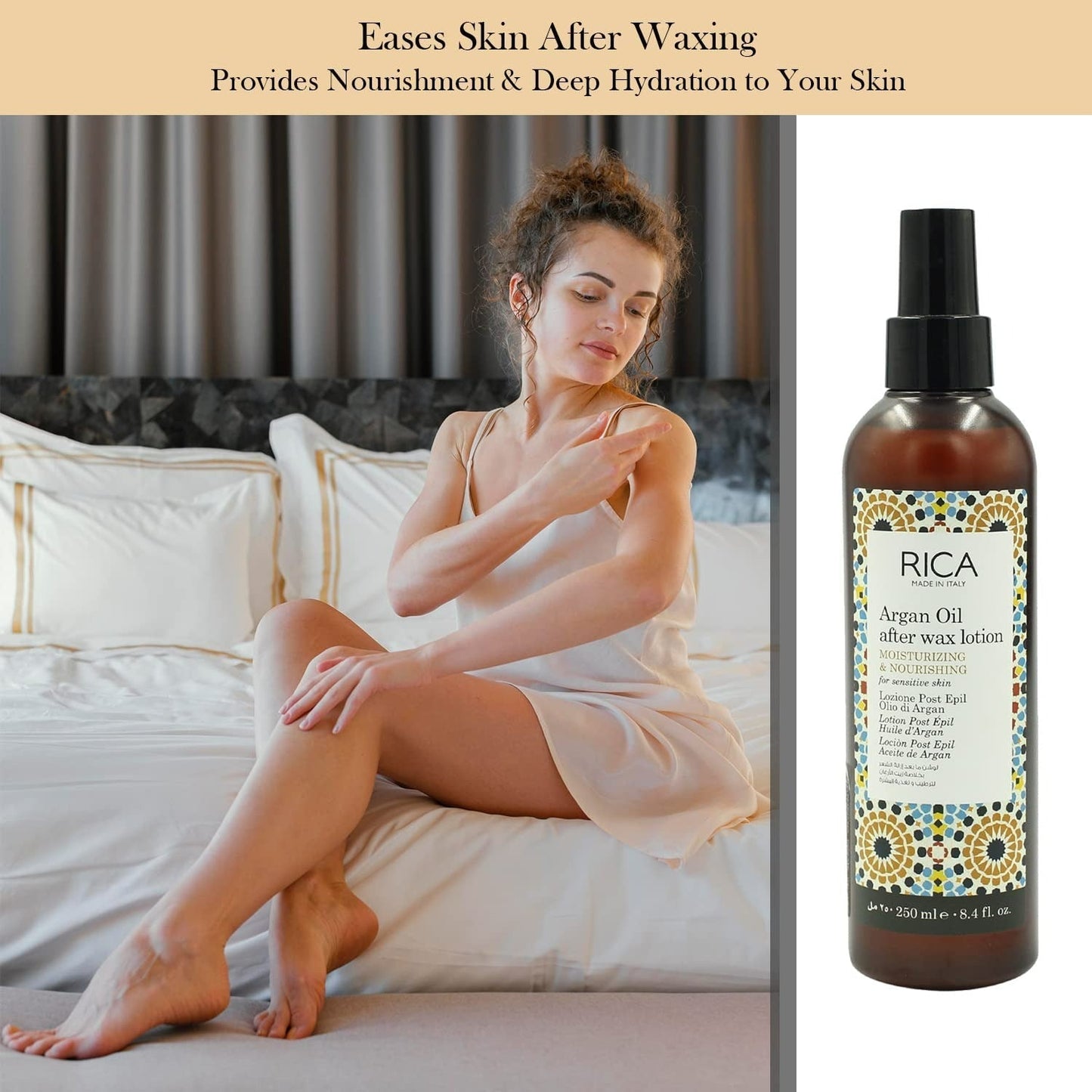 Rica Argan Oil After Wax Lotion for Sensitive Skin With Sun Flower Oil, Jojoba Oil & Vitamin E - Limited Time Offer