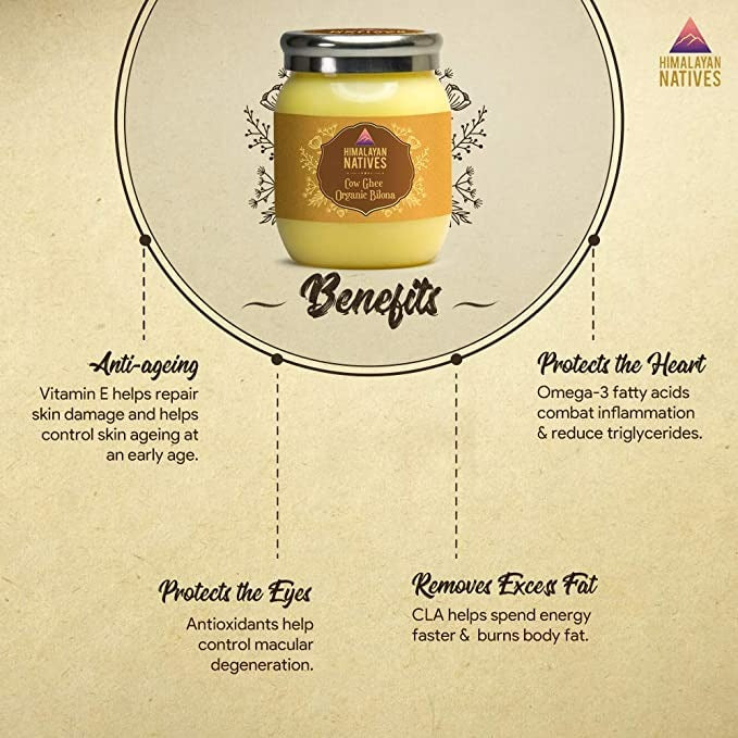 Himalayan Natives Organic Cow Bilona Ghee | Made From Grass Fed Cow's Milk | Organic Ghee