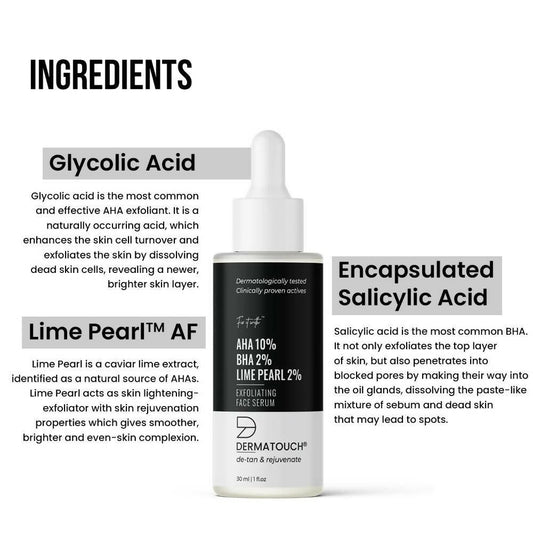 Dermatouch AHA 10%, BHA 2%, Lime Pearl 2% Exfoliating Face Serum