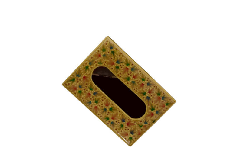 Nizalia Chinar Leaf Embossed Cream Paper Mache Tissue Paper Holder - Limited Time Offer