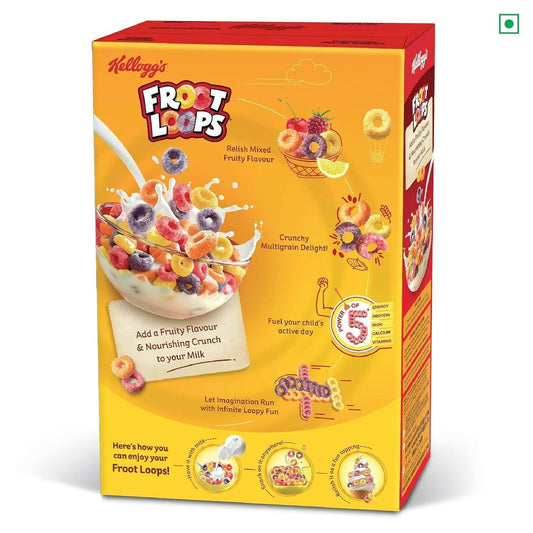 Kellogg’s Froot Loops Crunchy Multigrain Breakfast Cereal for Kids, Mixed Fruit Flavor