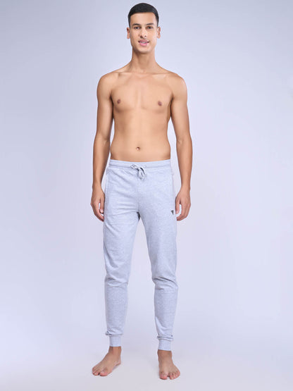 Men Combed Cotton Rich Jogger with Side Pockets Grey Melange EJ1