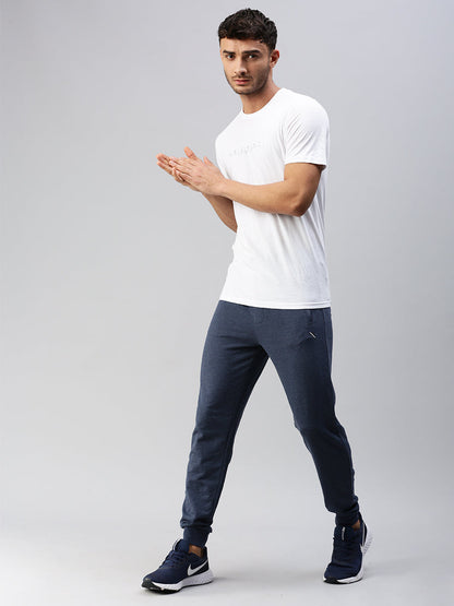 Men Combed Cotton Rich Jogger with Side Pockets Blue Melange JP5