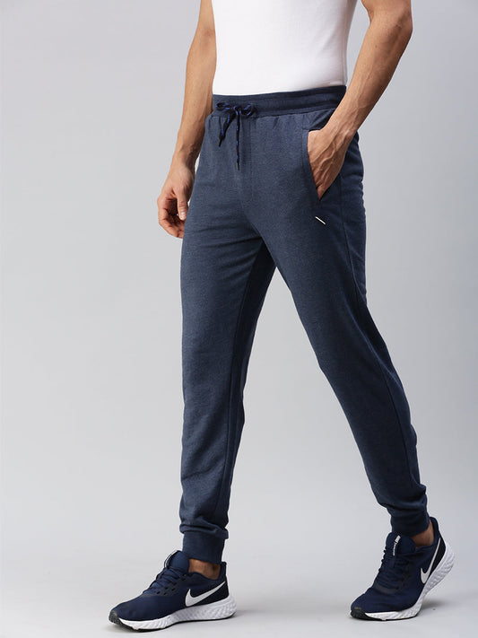 Men Combed Cotton Rich Jogger with Side Pockets Blue Melange JP5
