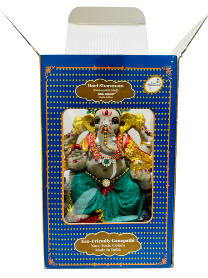 Eco-Friendly Ganesh Idol Small (Non-Toxic Colors) With Kumkum & Akshat - Limited Time Offer