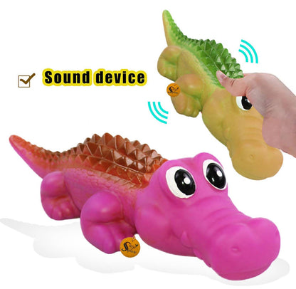 Sage Square Durable Interactive Dog Squeaky Crocodile Toy (Random Color)
