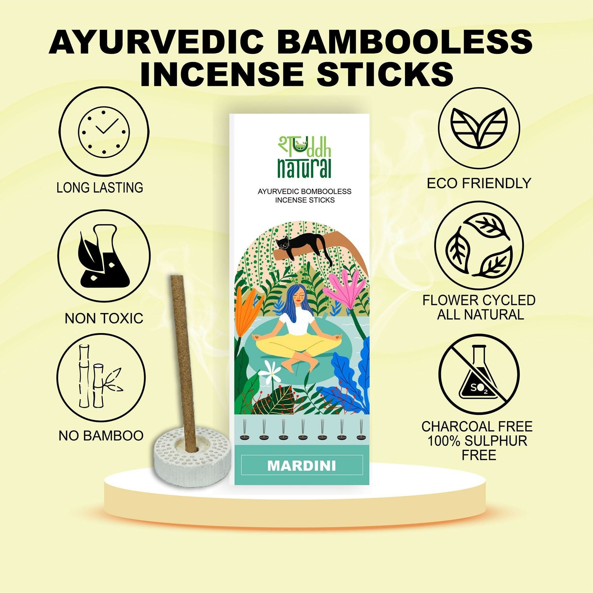 Shuddh Natural Lemongrass & Eucalyptus Bambooless Incense Sticks