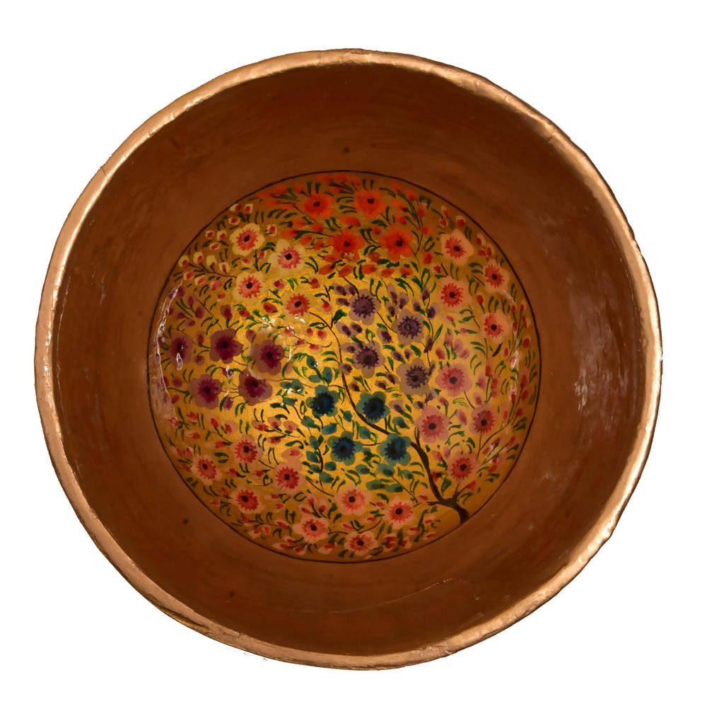 Nizalia Floral Motif Embossed Paper Mache Bowl - Limited Time Offer