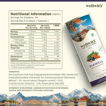Wellwith DiaboWin (Diawell) Karela & Jamun Juice with Seabuckthorn
