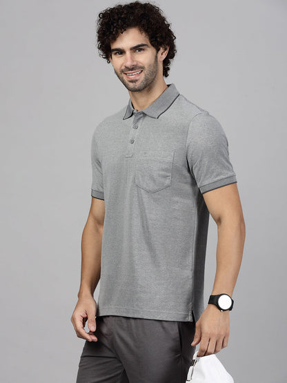 Men's Cotton Rich Pique Polo Heather Grey