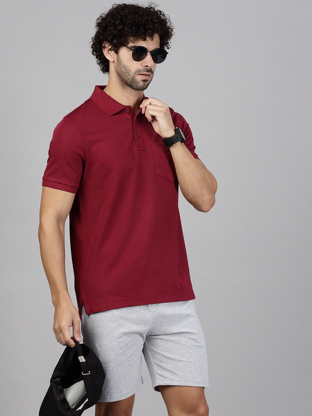 Men's Cotton Rich Pique Polo Maroon