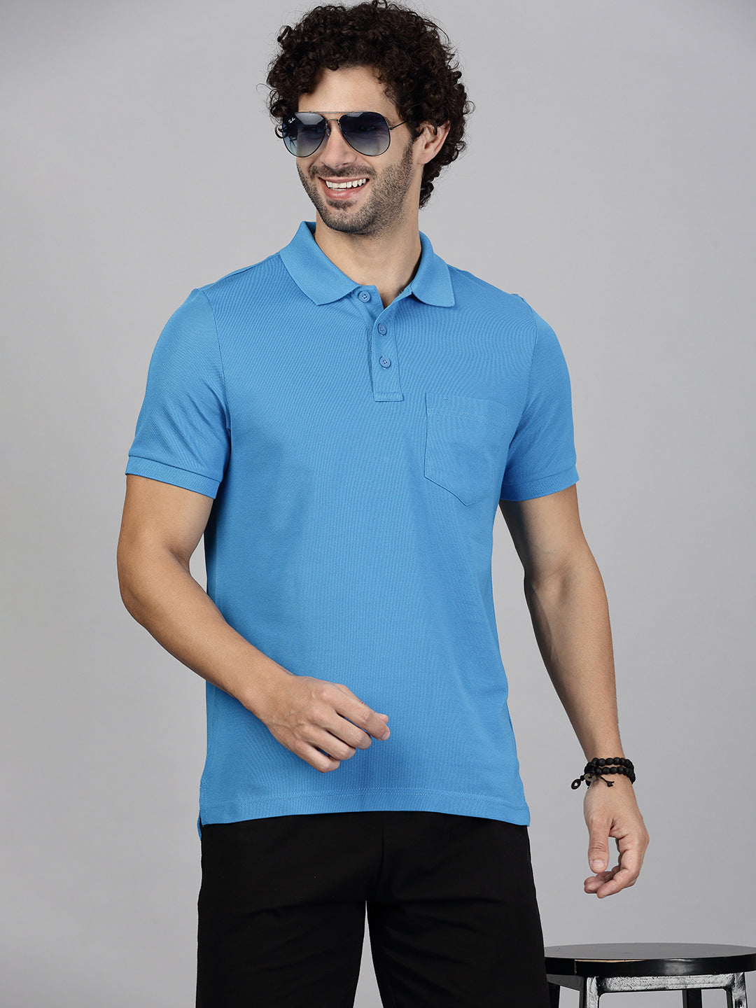 Men's Cotton Rich Pique Polo Biza Blue