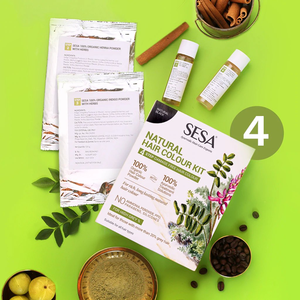 Sesa Ayurvedic Natural Hair Colour Kit Natural Black