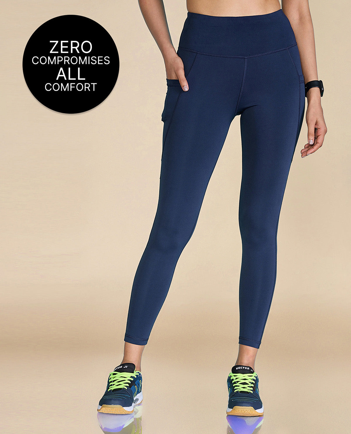 High-Waisted Workout Leggings Navy Blue