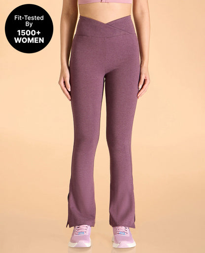 Kica Criss Cross Cotton Flare Comfort Pants Plum