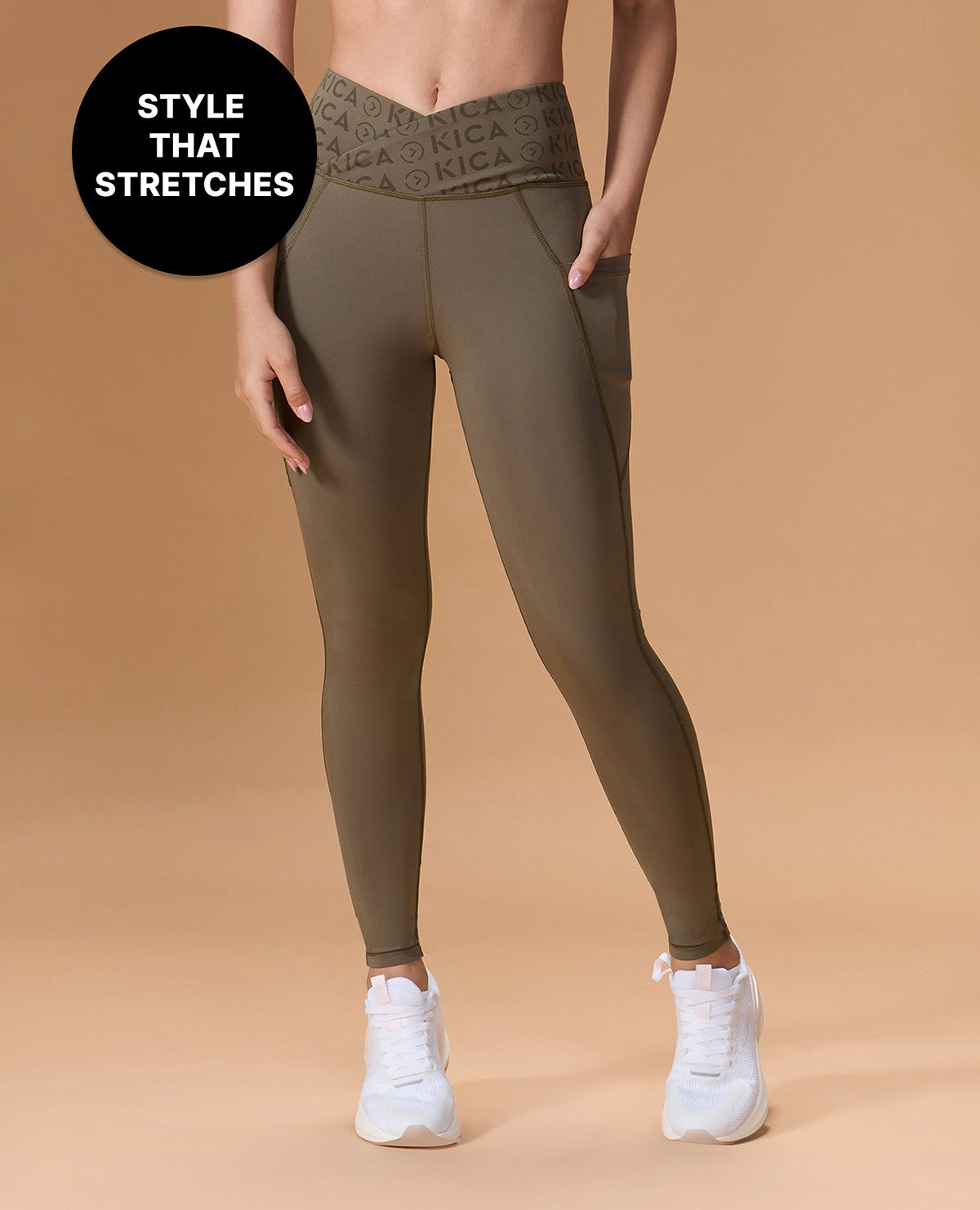 Mid Rise Criss Cross Leggings Olive