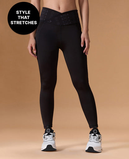 Mid Rise Criss Cross Leggings Black