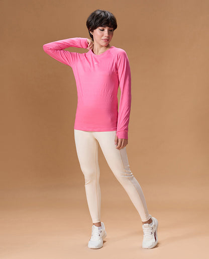 Regular Fit Basic Full Sleeve Top Pink