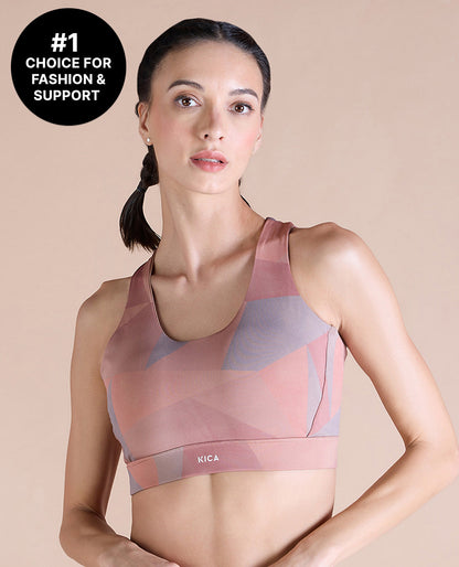 Strappy Mid-Impact Sports Bra with Removable Pads Rose