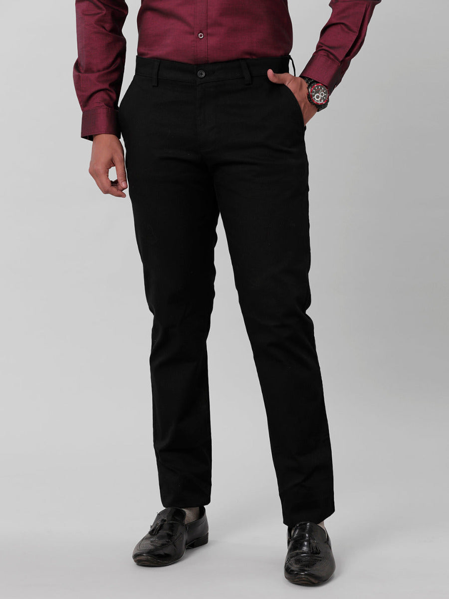 Men Linen Cotton Black Pant with Trim Fit  LC2