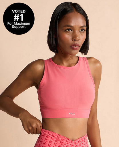 Kica Women High Impact & Full Coverage Mesh Sports Bra Apple