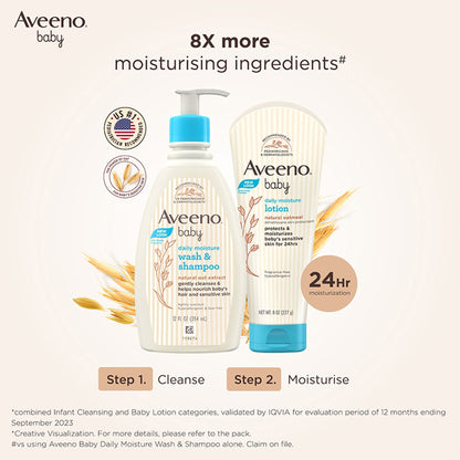 Aveeno Baby Daily Moisturizing Lotion & Wash Shampoo Combo | Dry, Itchy & Sensitive Skin