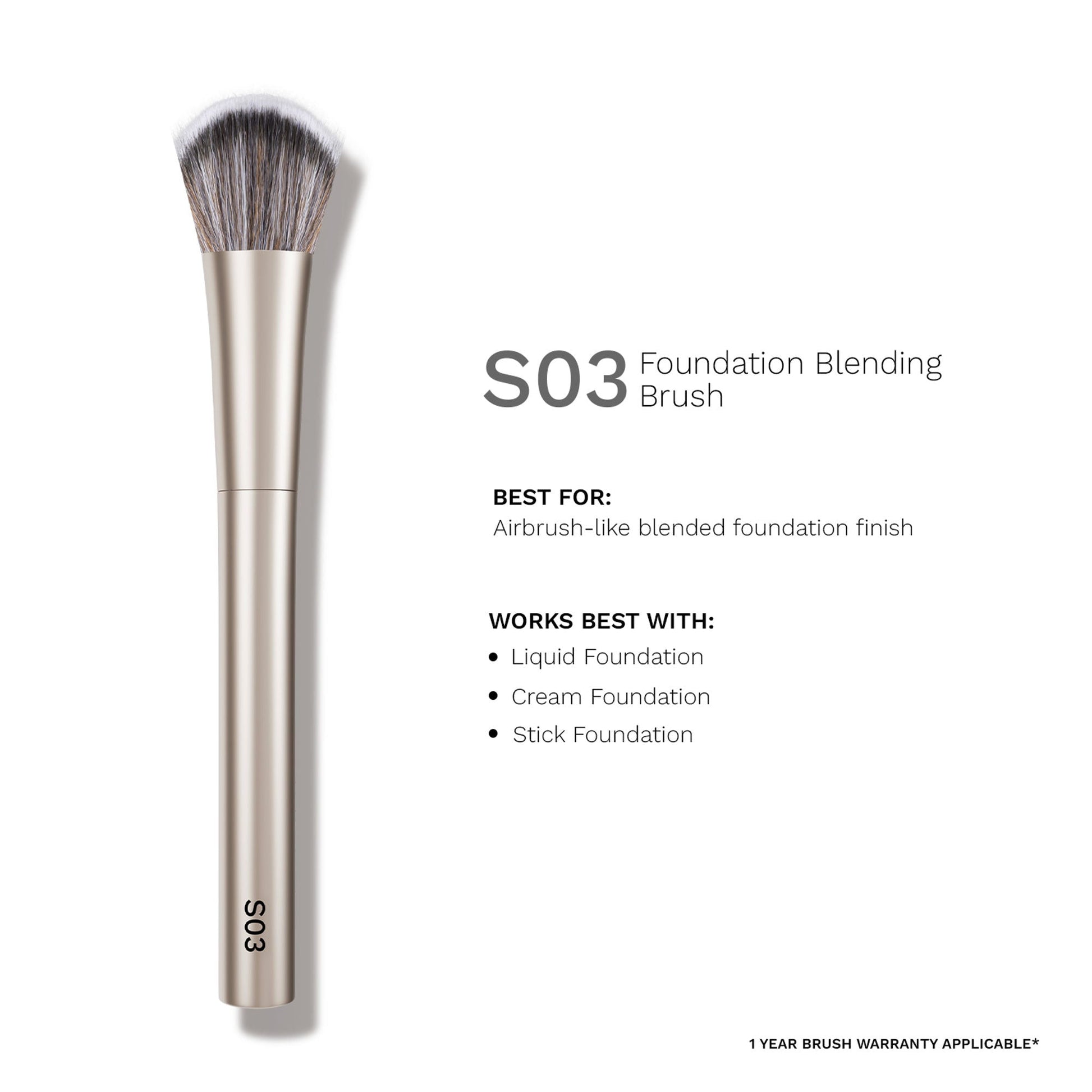 PAC Studio S03 Foundation Blending Brush - Creates Airbrush Finish, Designed for Post Application Blending