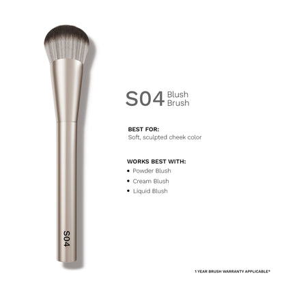 PAC Studio S04 Blush Brush - Fluffy Expertly Angled Blush Brush, Works Effortlessly with All Formulas