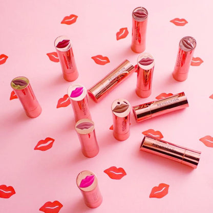 Makeup Revolution Satin Kiss Lipstick - Heart Race Peach Nude
