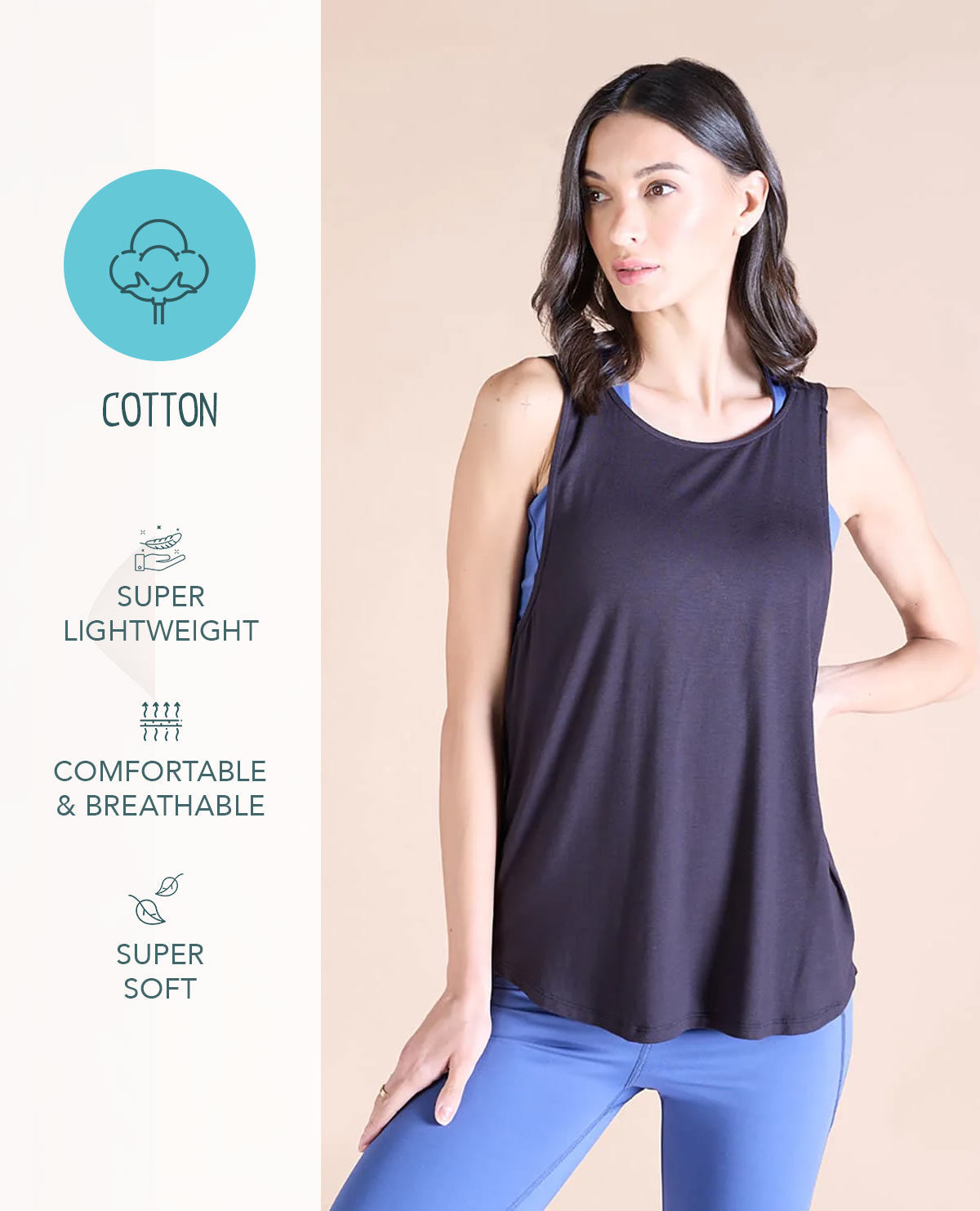 Flowy Cotton Tank Top Black
