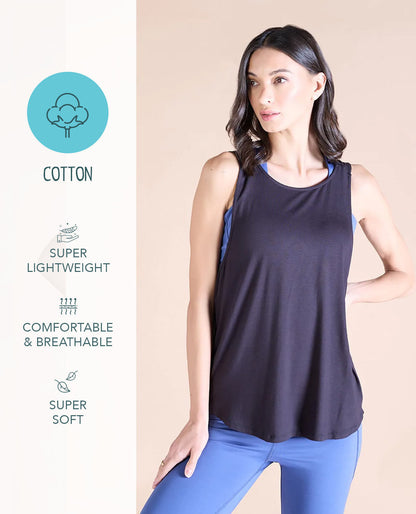 Flowy Cotton Tank Top Black