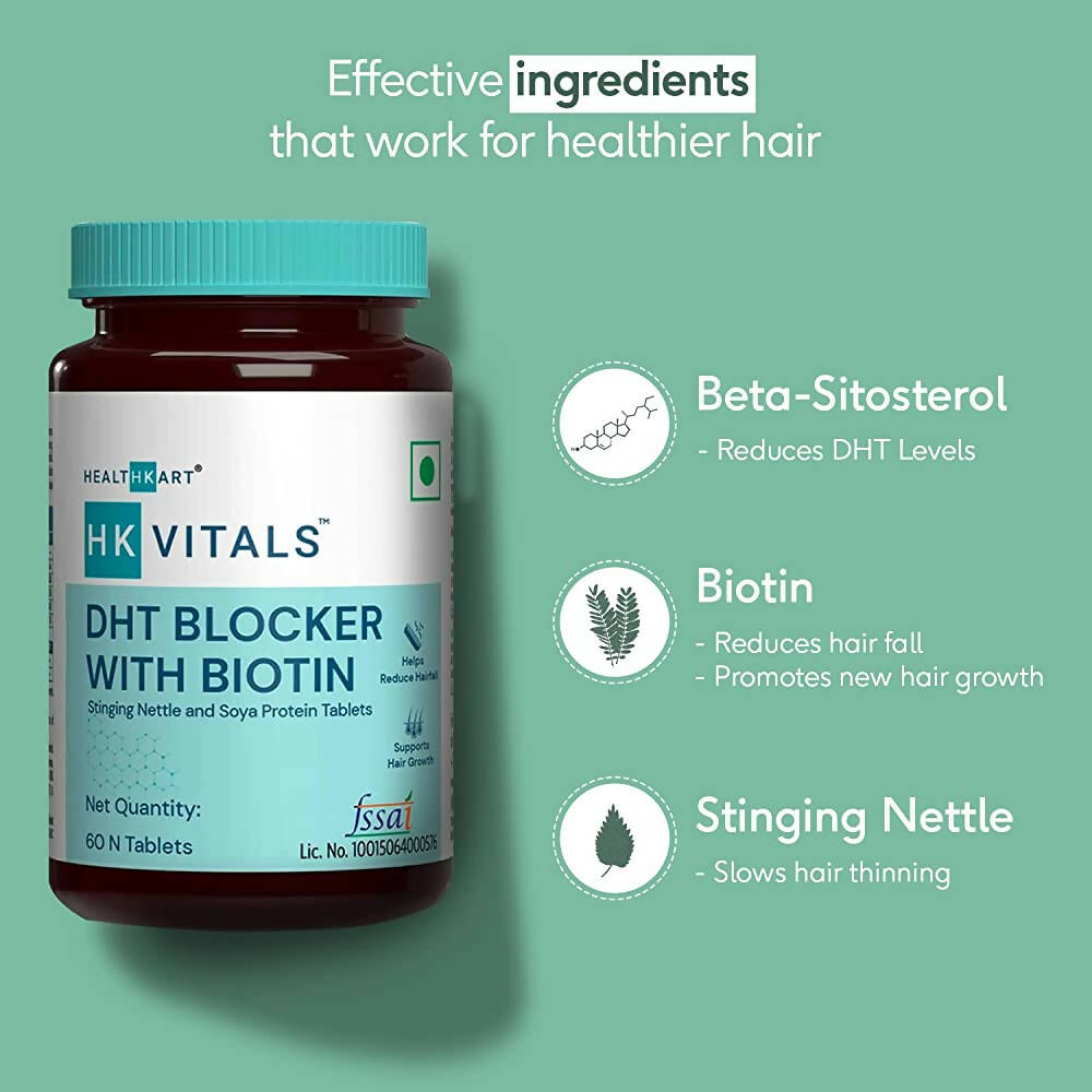 HK Vitals DHT Blocker With Biotin Tablets for Reduces Hair Fall, Stimulates Hair Growth