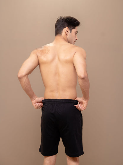 Men Combed Cotton Rich Agile Shorts Black AGS3