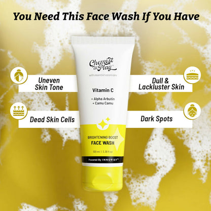 Chemist At Play Exfoliating Body Scrub + Brightening Boost Vitamin C Face Wash Combo