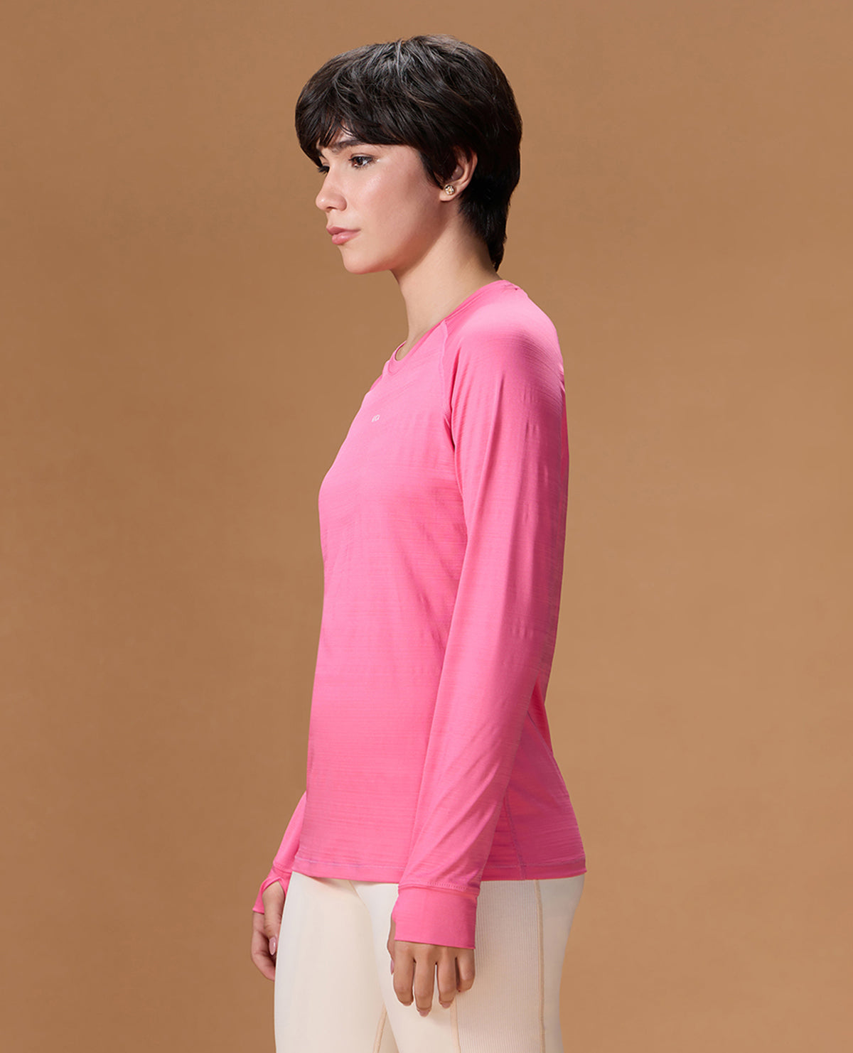 Regular Fit Basic Full Sleeve Top Pink