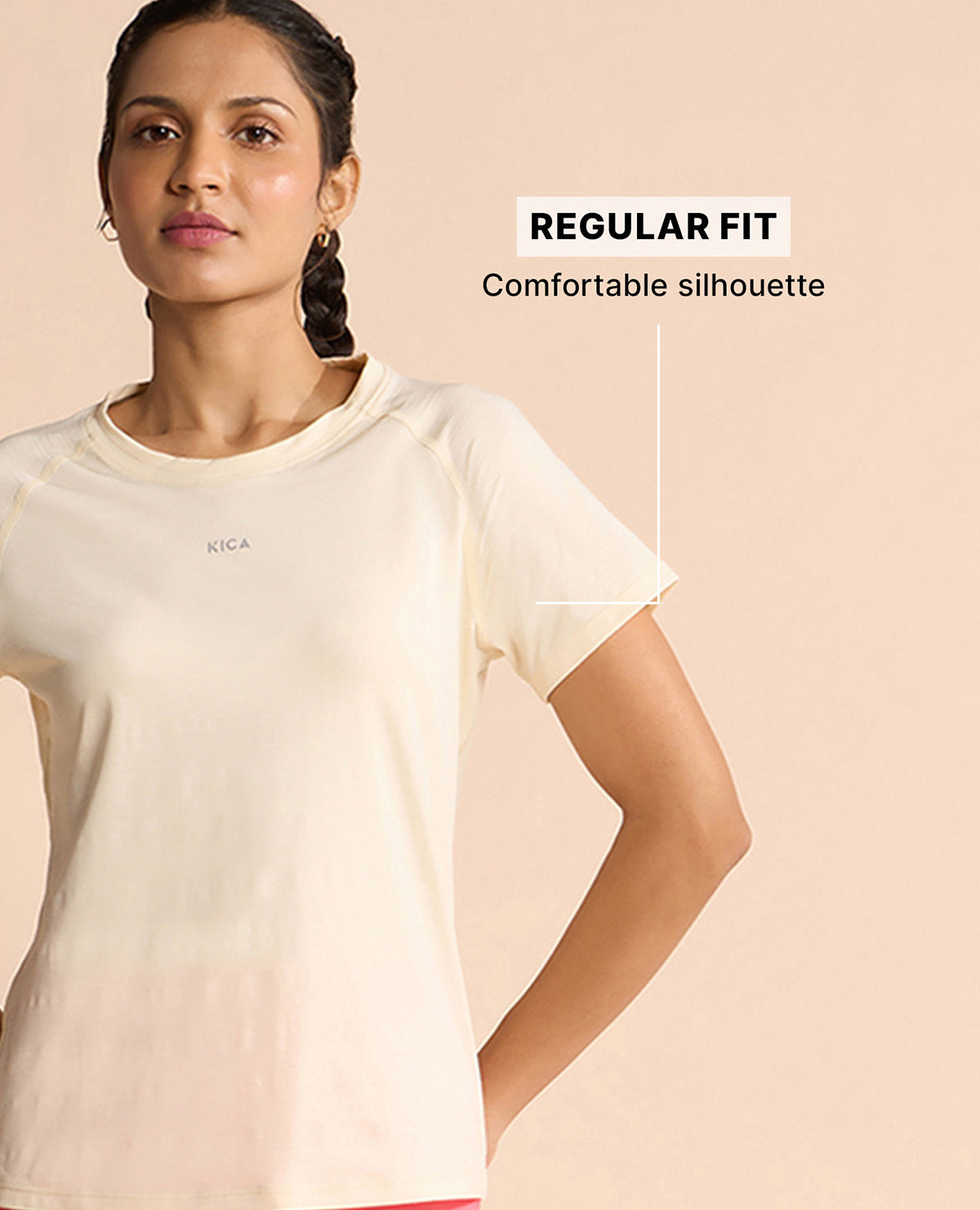 Kica Regular Fit Active Top in Dry Fit Fabric Off White