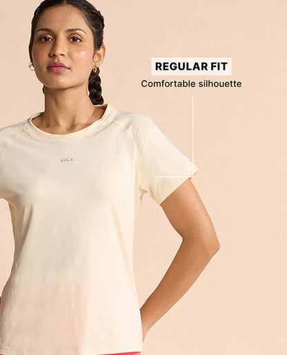 Kica Regular Fit Active Top in Dry Fit Fabric Off White