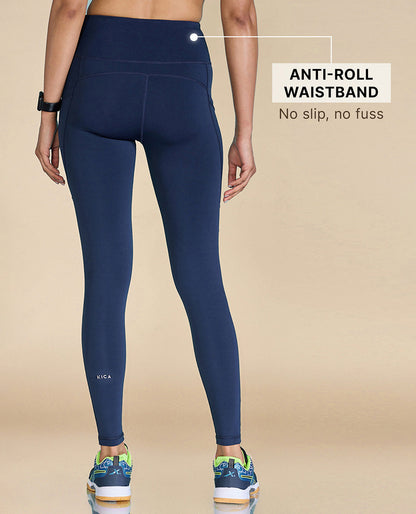High-Waisted Workout Leggings Navy Blue