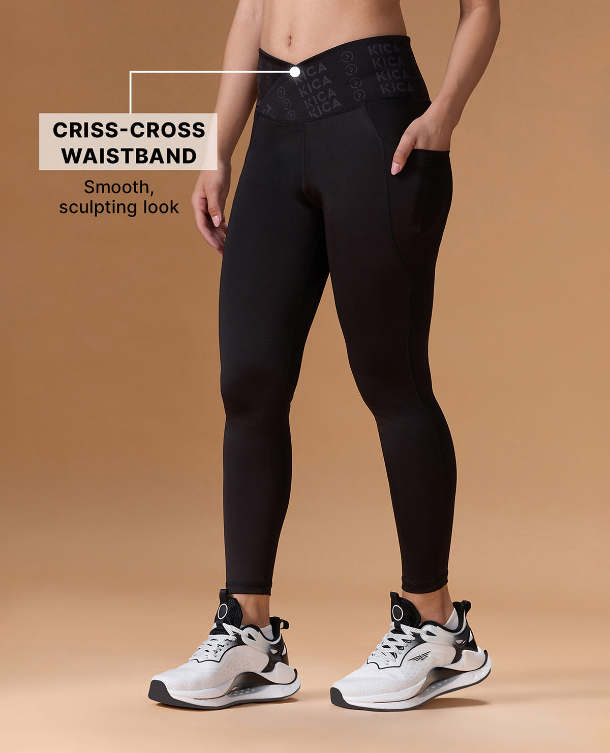 Mid Rise Criss Cross Leggings Black
