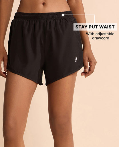 Kica Running Shorts with Breathe Easy Mesh Panels and Inner brief for coverage Black