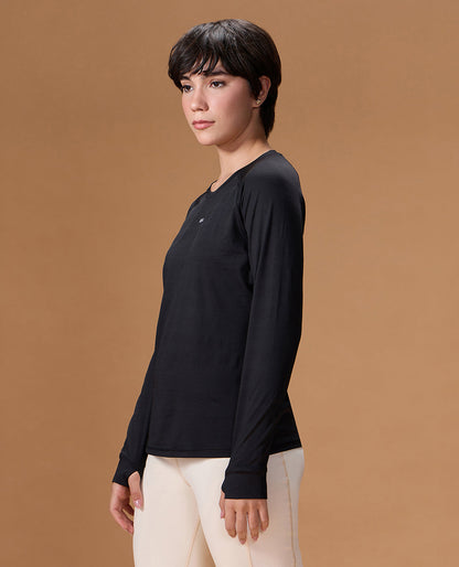 Regular Fit Basic Full Sleeve Top Black