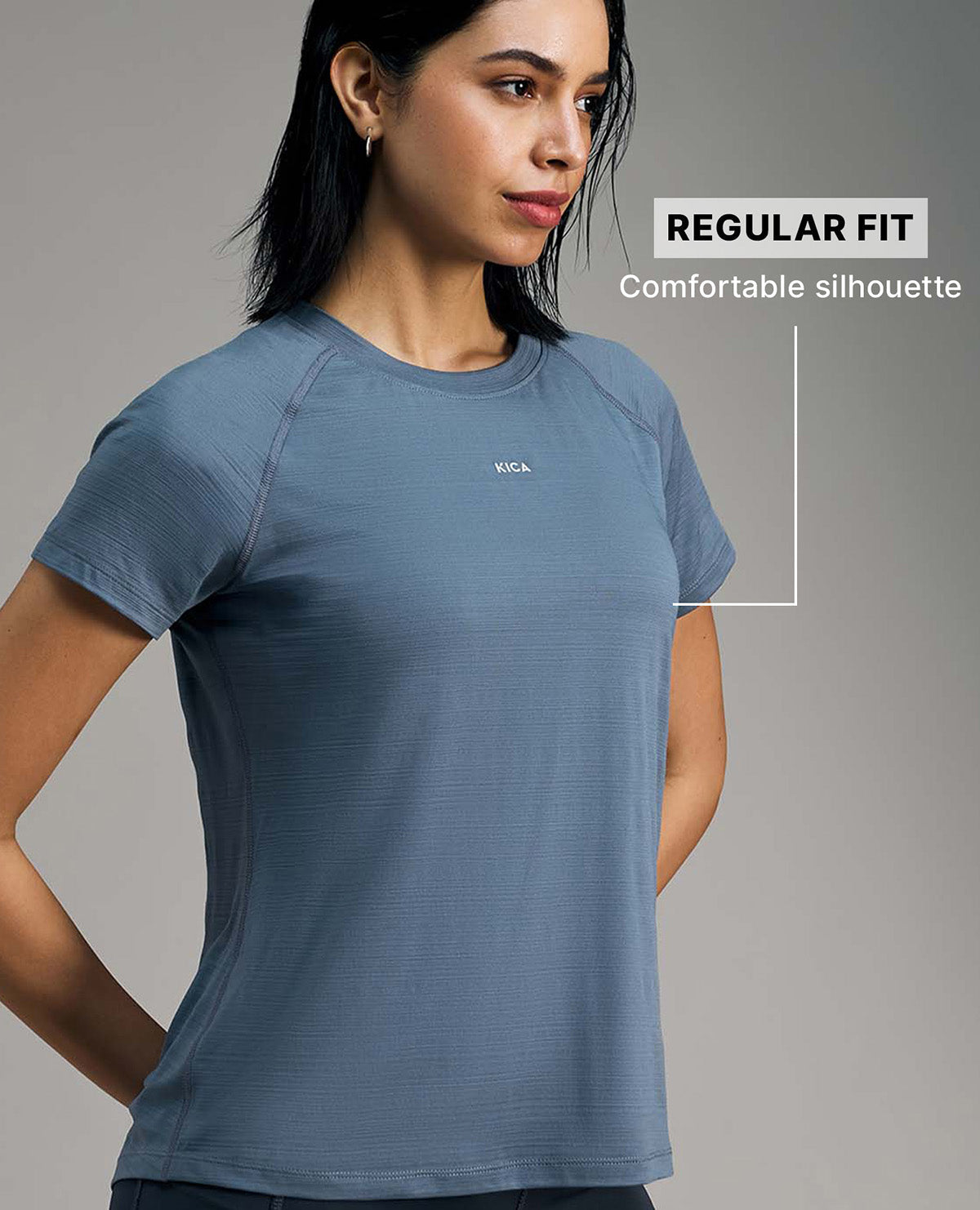 Kica Regular Fit Active Top in Dry Fit Fabric Grey