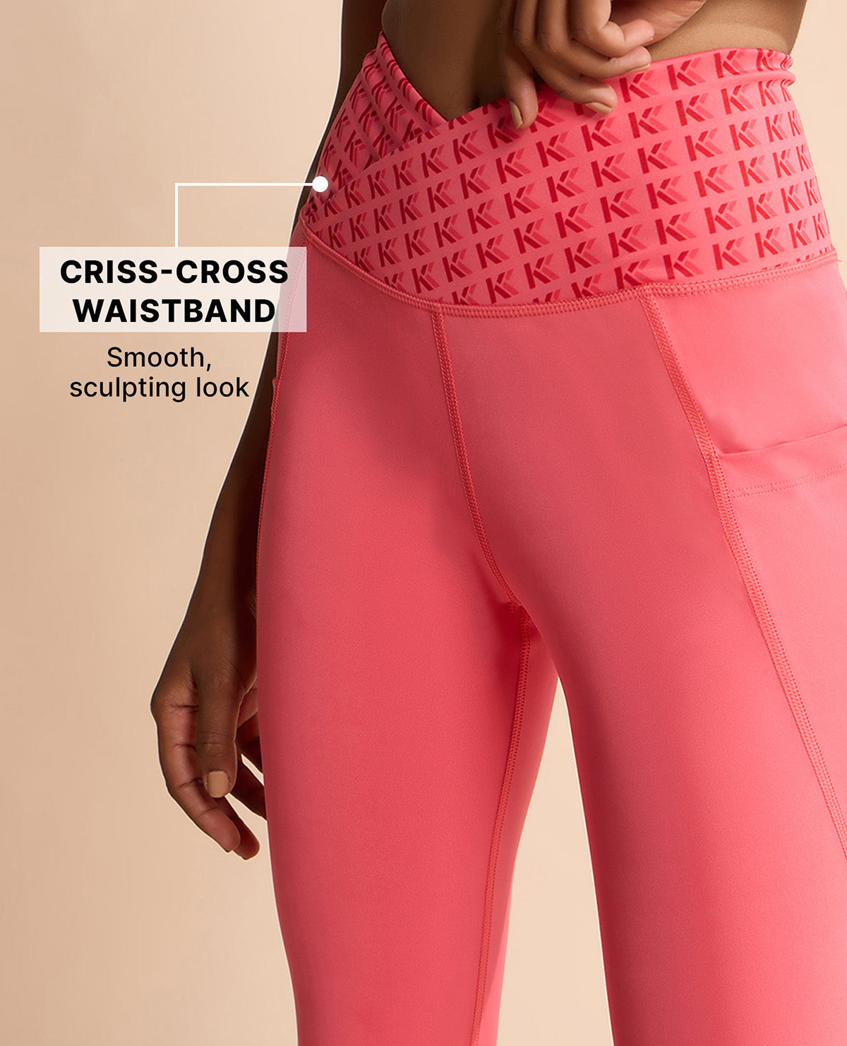 Women Cross Waist Mid Rise Leggings Apple