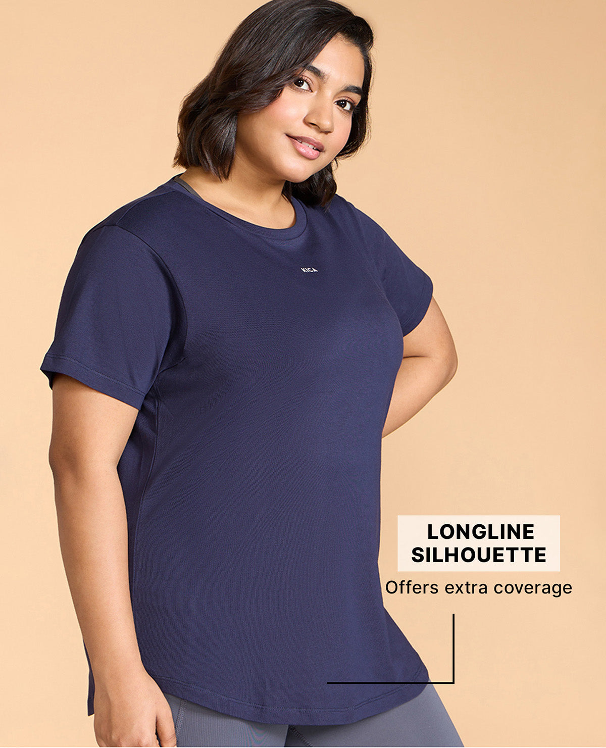 Kica Cotton Regular Fit Top With Flattering Hip Coverage Navy Blue